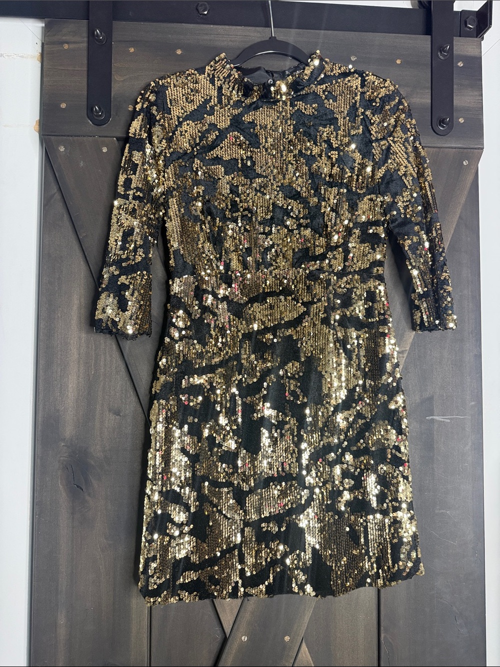 Black and Gold sequins mini Dress